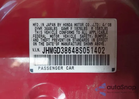 2008 Honda Fit Sport z USA, uszkodzony, nr VIN JHMGD38648S051402